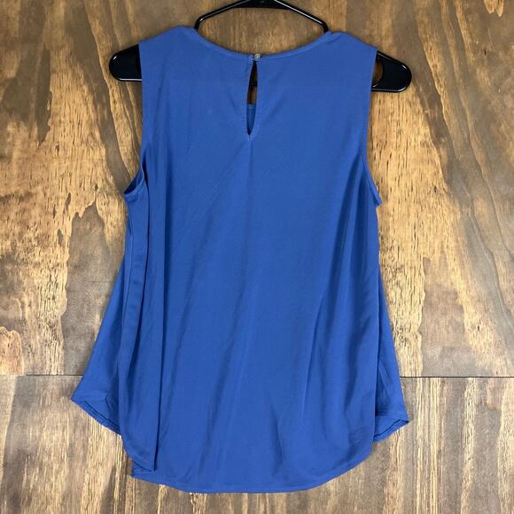 Ann Taylor LOFT Womens Blouse Blue Pleated Sleeveless Petite Small - Picture 8 of 10